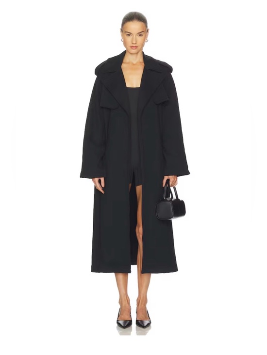 SKIMS Jackets & Blazers - SKIMS Boyfriend Fleece Trench Coat Black Size Large NWT Retail $248